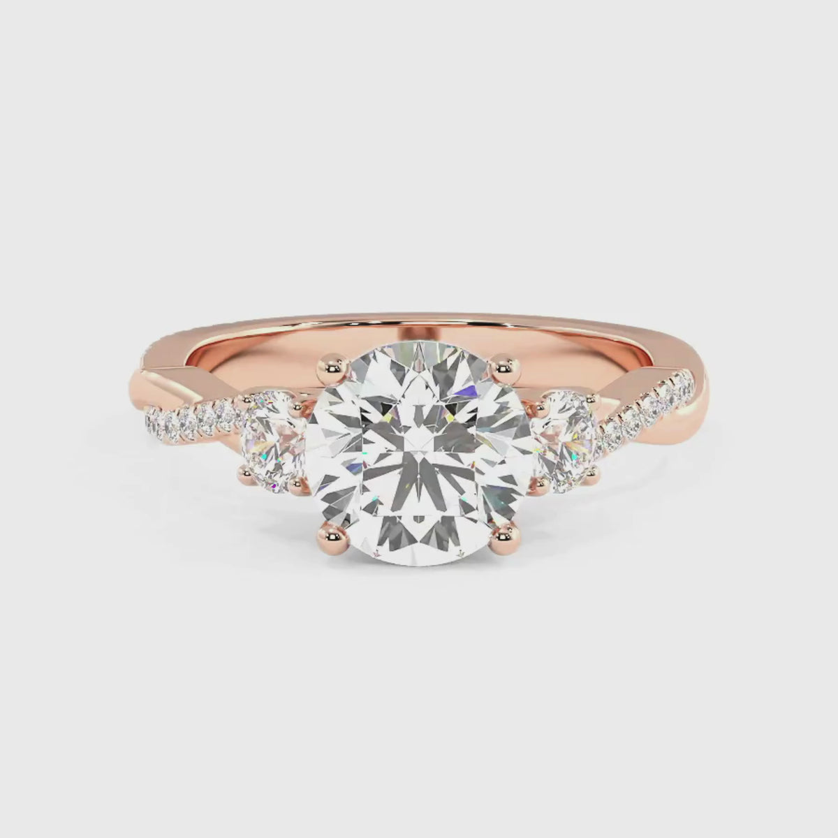 Load and play video in Gallery viewer, Trio Diamond Engagement Ring with Pave Twisting Gold Platinum band Philippines
