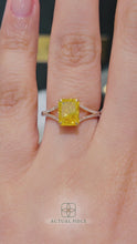 Load and play video in Gallery viewer, Lucce Lara Sunburst Radiant Lab Diamond 1.46ct Fancy Vivid Yellow VVS2 IGI 18K Yellow Gold
