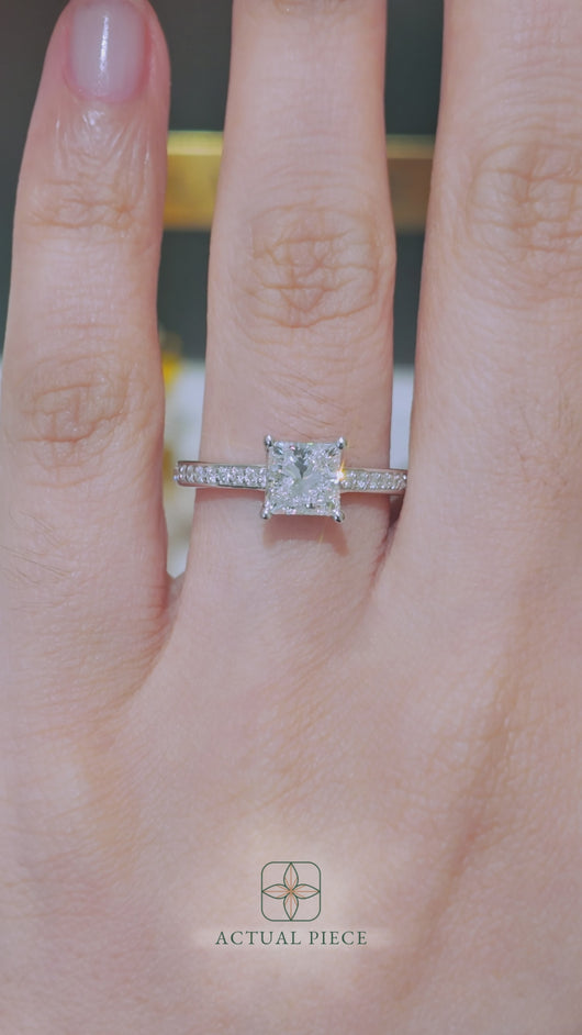LUCCE KAELA™ Princess Lab Diamond 1.25ct E VVS2 IGI 14K White Gold