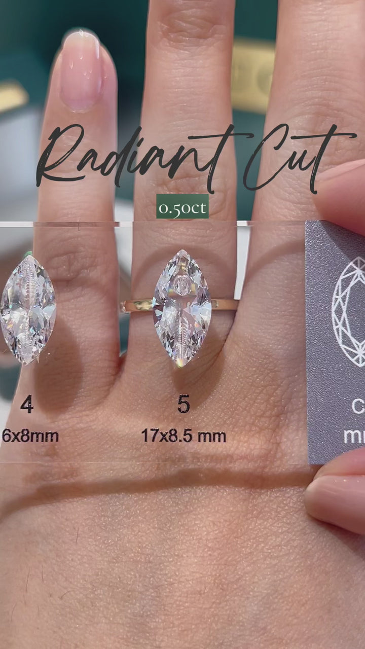 LUCCE Radiant cut Diamond Carat guide for Engagement Ring Center Stone
