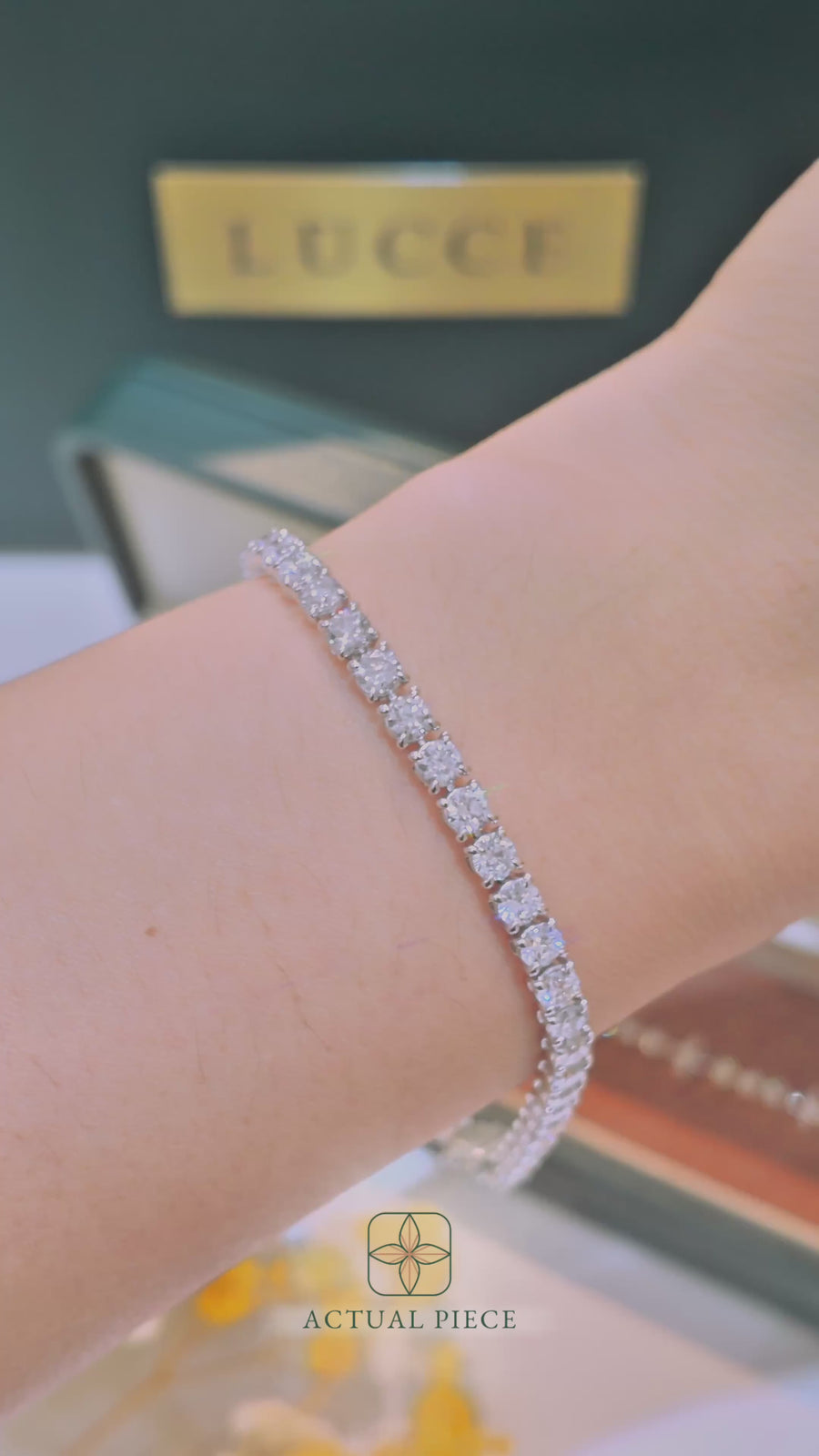 Load and play video in Gallery viewer, LUCCE KAELA™ Tennis Bracelet 7.00ctw Lab Diamond 14K White Gold
