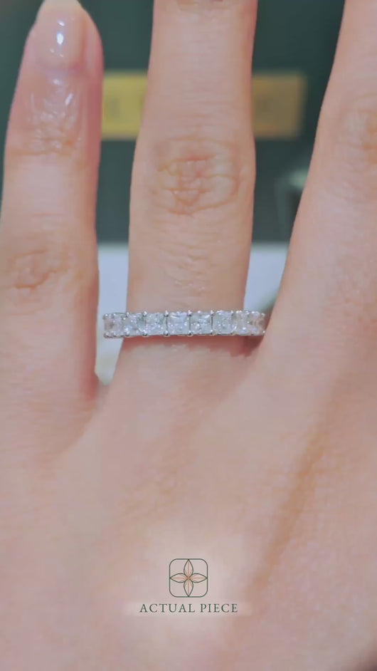 LUCCE RIVERA™ Princess Eternity 2.40ctw Celeste Moissanite 14K White Gold