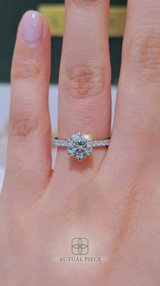 LUCCE VERONA™ Pavé 6 Prong Round 1.50ct I VS2 Ex GIA Platinum