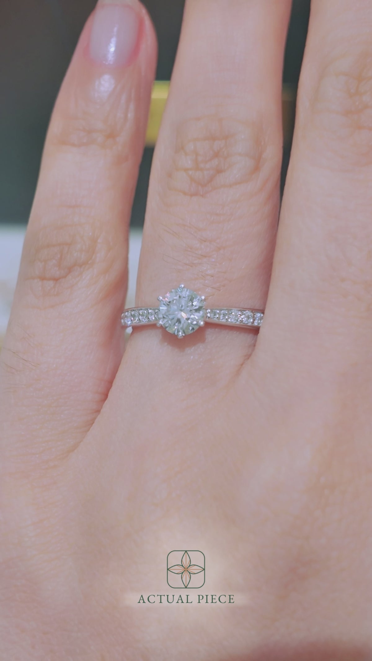 Load and play video in Gallery viewer, LUCCE Pave Round Diamond with Classic Crown Tab Prongs Engagement Ring in Gold or Platinum
