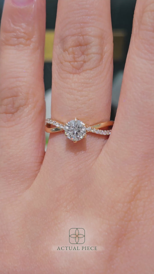 LUCCE FIORE™ Sei Round Natural Diamond 0.72ct I VVS2 Ex GIA 18K Yellow Gold