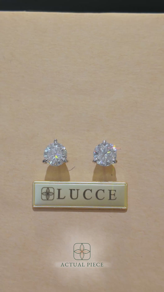LUCCE JASMINE™ Round Stud 2.00ctw CELESTE™ Moissanite 14K White Gold