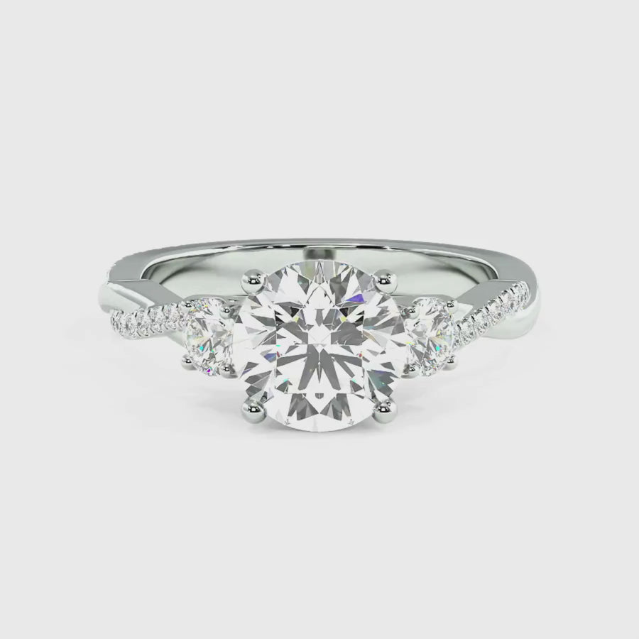 Load and play video in Gallery viewer, Trio Diamond Engagement Ring with Pave Twisting Gold Platinum band Philippines
