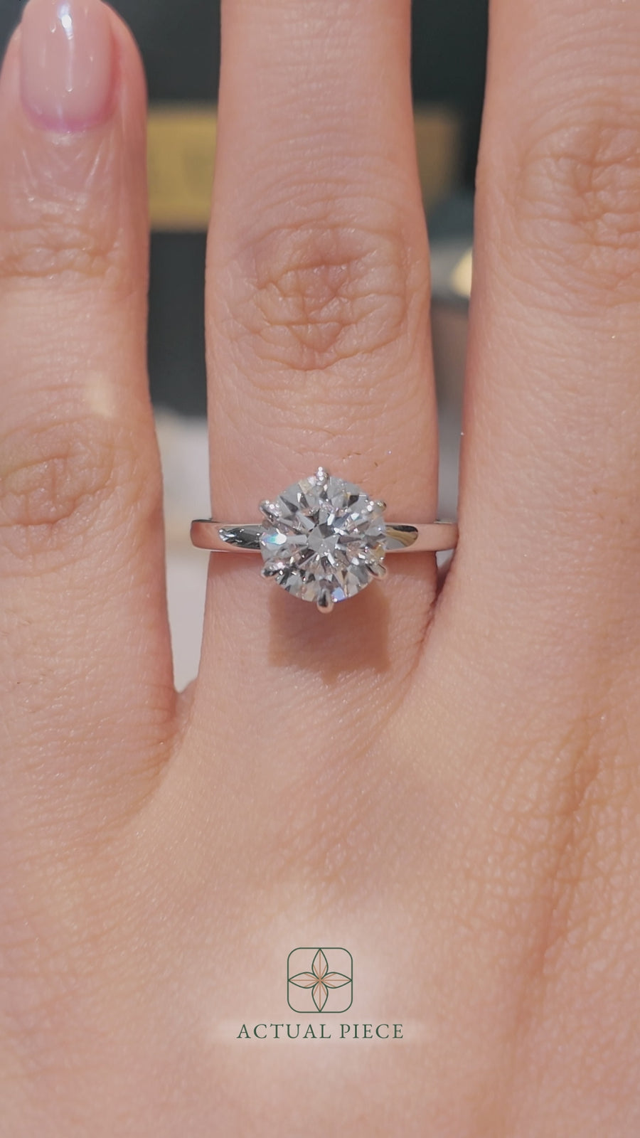 Load and play video in Gallery viewer, LUCCE High Setting Solitaire Round Diamond or Gemstone Engagement Ring with Hidden Halo in Gold or Platinum
