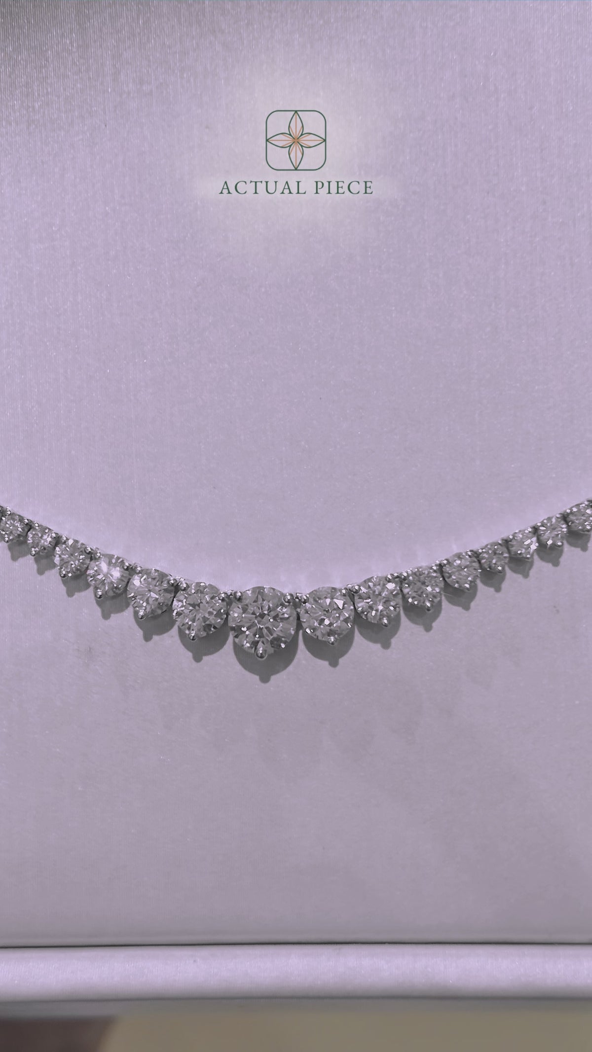Load and play video in Gallery viewer, LUCCE TRINITY™ Tennis Necklace Natural Diamond 6.54ctw (Round 0.81ctw E VS1 GIA Center Stones) Platinum
