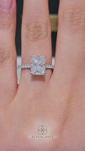 Load and play video in Gallery viewer, Lucce Azalea Pavé Radiant 2.70ct SUPERNOVA Moissanite 14K White Gold
