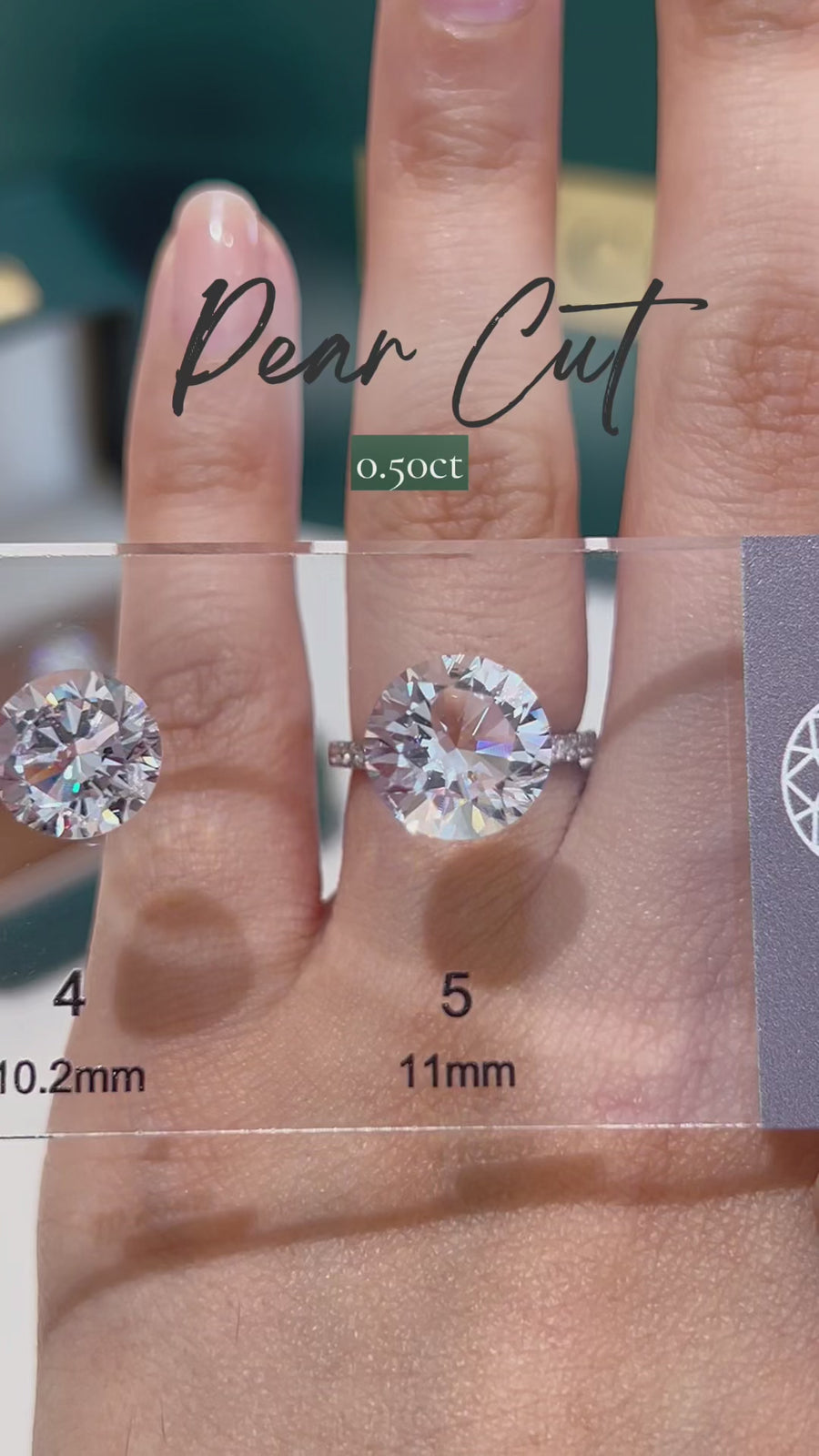 Load and play video in Gallery viewer, LUCCE Pear cut Guide for Lab Grown or Natural Diamond for Engagement Rings
