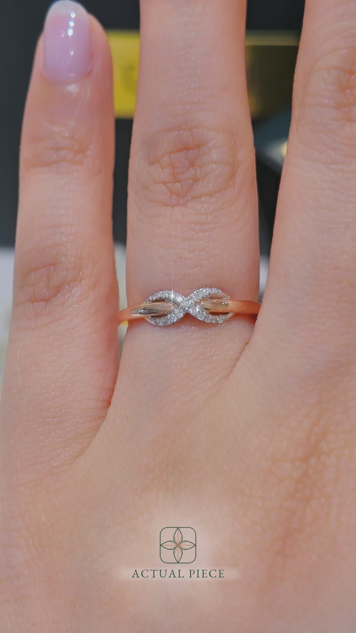 Load and play video in Gallery viewer, LUCCE Infinity Two Tone Diamond Pave Band Promise Ring in Gold or Platinum
