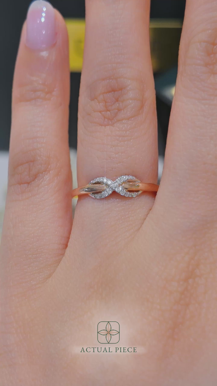 Load and play video in Gallery viewer, LUCCE Infinity Two Tone Diamond Pave Band Promise Ring in Gold or Platinum
