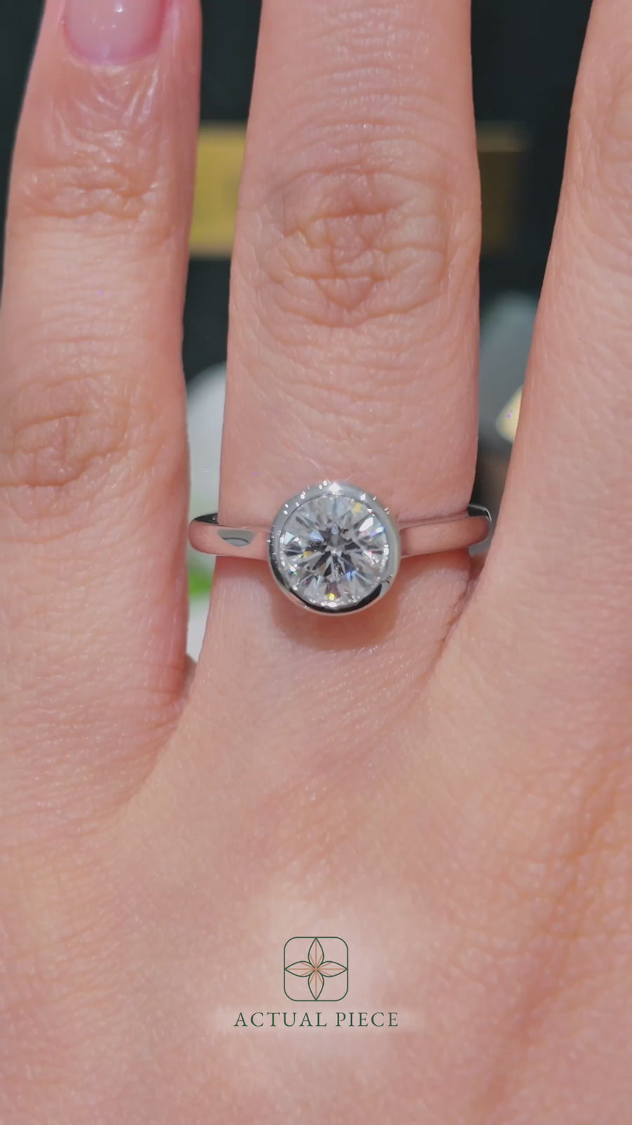 Load and play video in Gallery viewer, LUCCE Solitaire Cathedral Round Diamond in Bezel Setting with Hidden Petal Engagement Ring in Gold or Platinum
