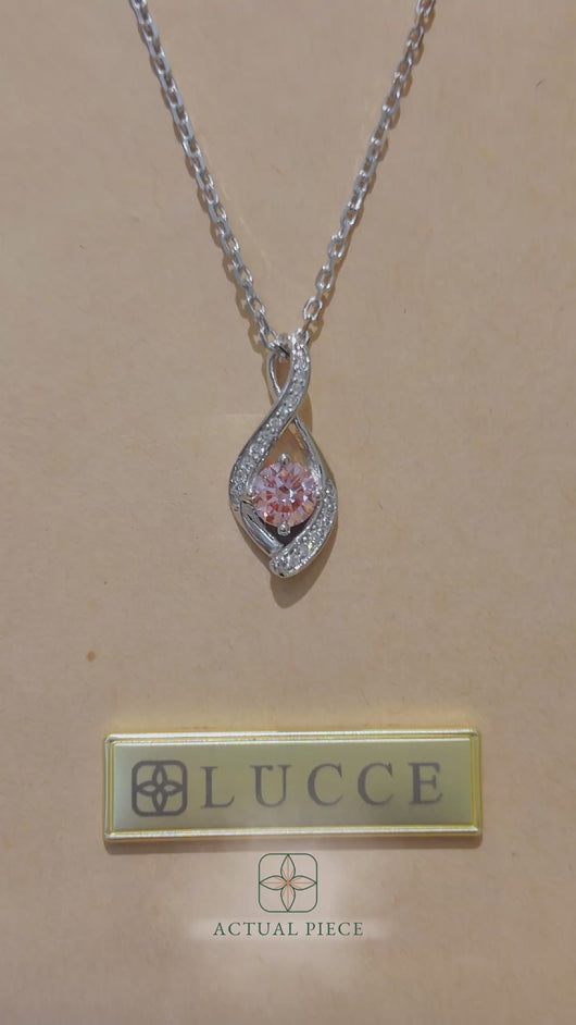 LUCCE FIORE™ Infinity Necklace ROSÉ™ Pink Lab Diamond 0.67ct FVP VS1 Id IGI 14K White Gold