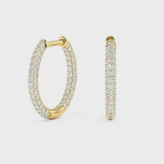 LUCCE MONTEVALLE™ Luxe Hoop Earrings 0.90ctw Lab Diamond 18K Yellow Gold