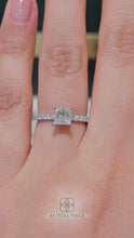Load and play video in Gallery viewer, Princess Diamond Engagement ring with  Pave Gold or Platinum band and petals by Lucce Manila Philippines

