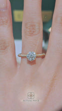 Load and play video in Gallery viewer, LUCCE Knife Edge Cathedral Round Diamond Pavé Engagement Ring with Overlapping Petal Prongs in Gold or Platinum
