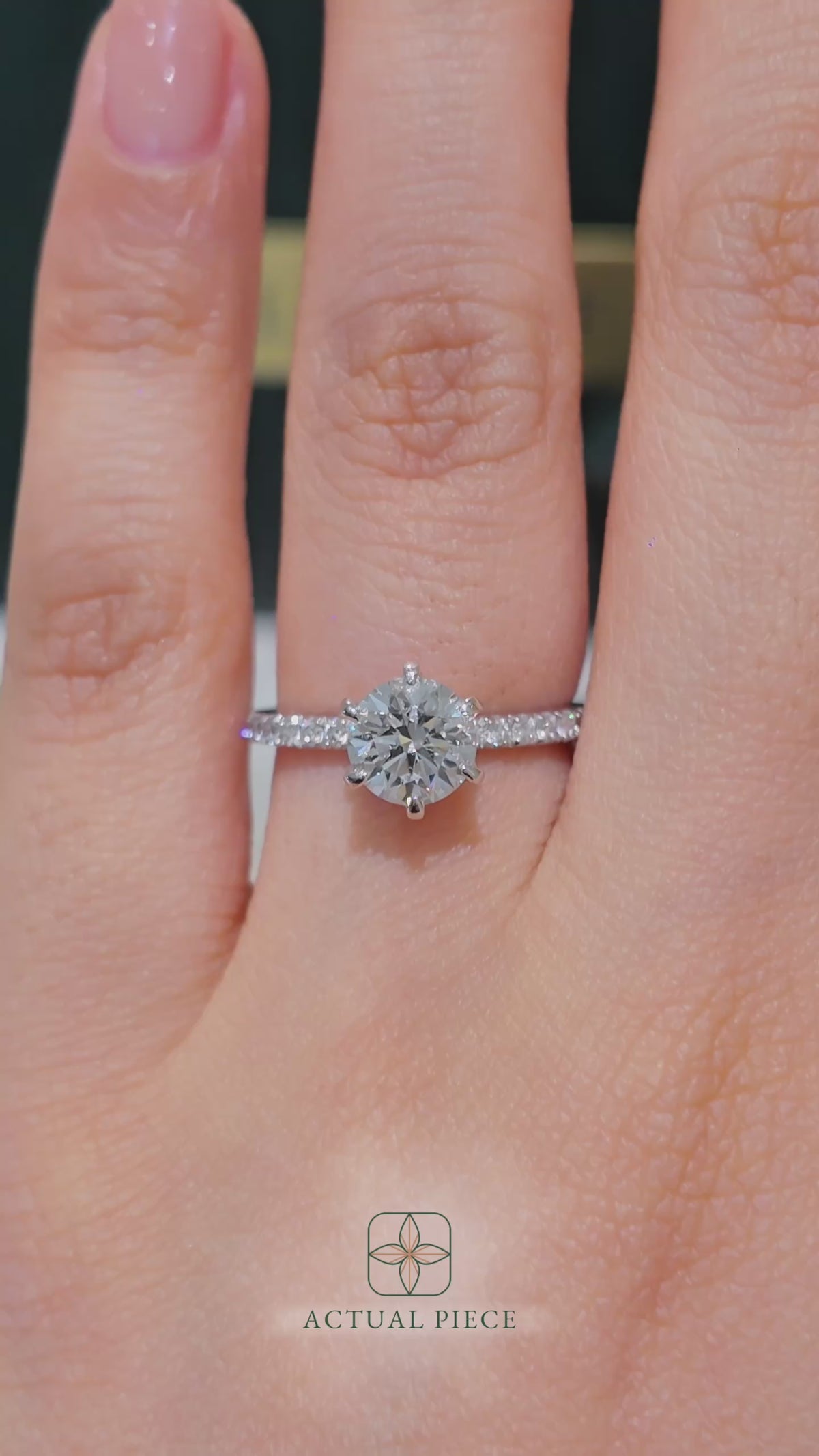 Load and play video in Gallery viewer, LUCCE LUCIA™ Pavé 6-Prong Round Diamond
