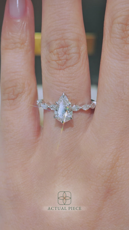 Lucce Paula Pear Lab Diamond 1.08ct D VVS2 Ex IGI 14K White Gold