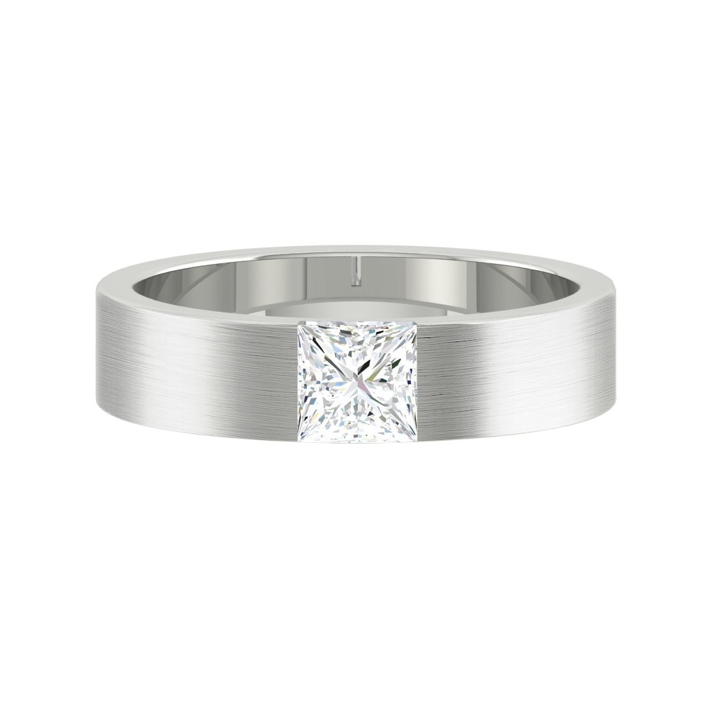 Load image into Gallery viewer, LUCCE RETTO™ Princess Brushed 4mm 0.40ct Lab Diamond 14K White Gold
