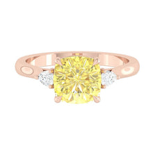 Load image into Gallery viewer, Sophia Cushion Sunburst Yellow Diamond
