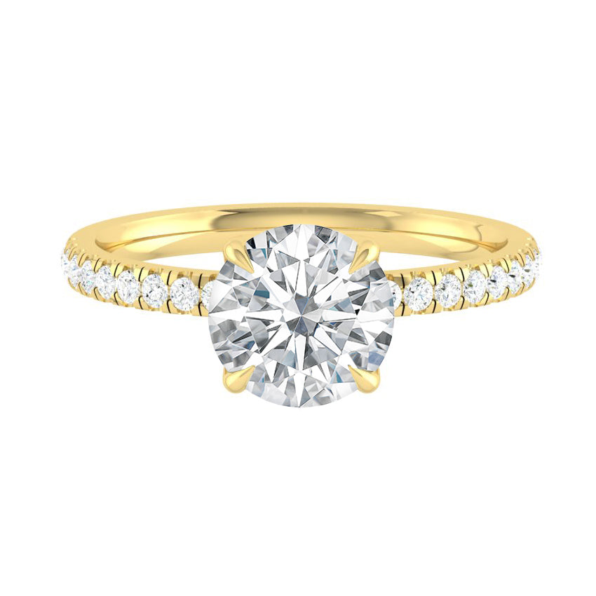 Lucce Lucia Pavé 4-Prong Round 1.00ct SUPERNOVA Moissanite 14K Yellow Gold
