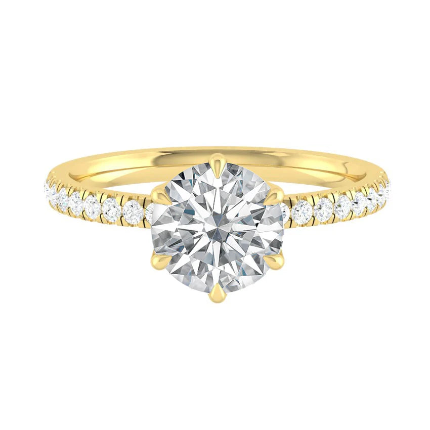 Lucia Pavé 6-Prong 1.00ct SUPERNOVA Moissanite 14K Yellow Gold