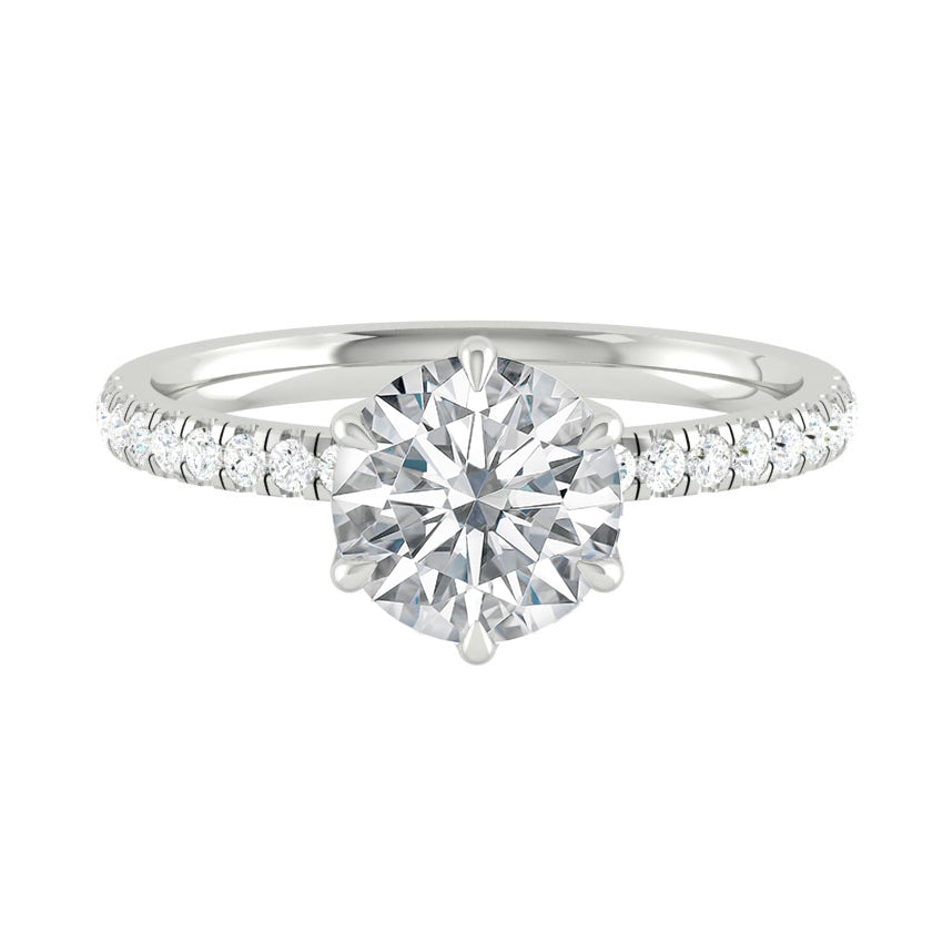 Lucce Lucia Pavé 6-Prong Round Moissanite
