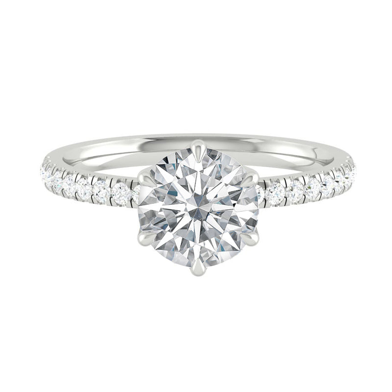 Lucce Lucia Pavé 6-Prong Round Moissanite