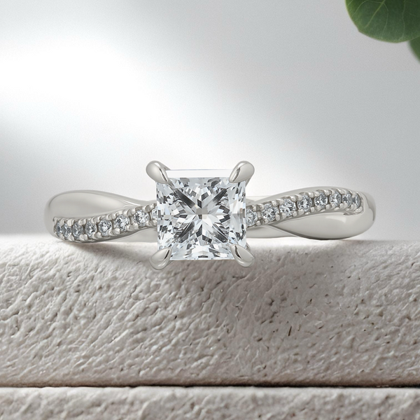 Lucce Tusciana Princess Lab Diamond 0.77ct D VVS2 Ex IGI 18K White Gold