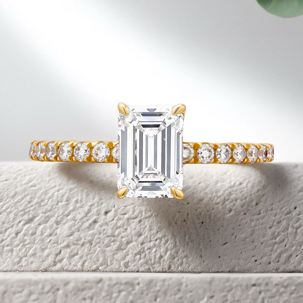 Lucce Lucia Pavé Emerald Lab Diamond 1.01ct D VVS2 Ex IGI 14K Yellow Gold