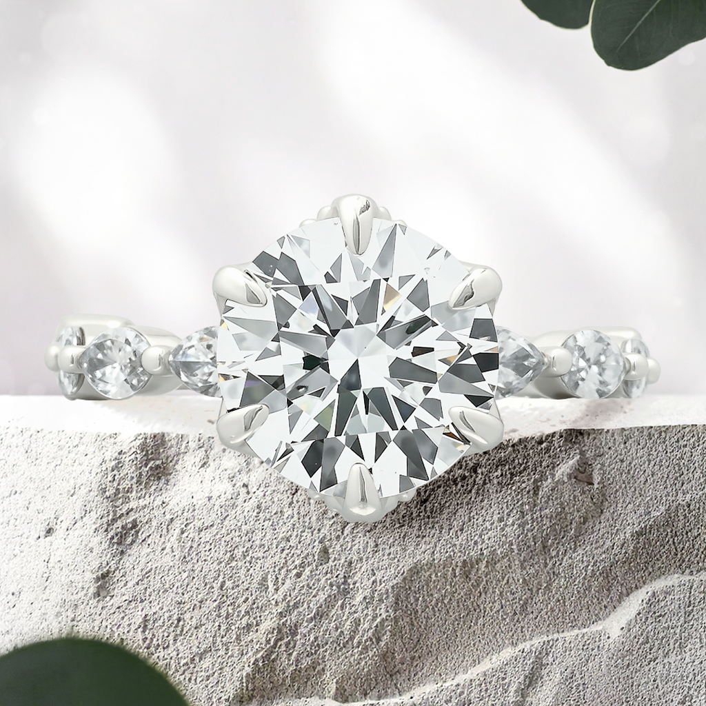Lucce Paula Luxe Round Lab Diamond 3.02ct E VS1 Ex GIA Platinum