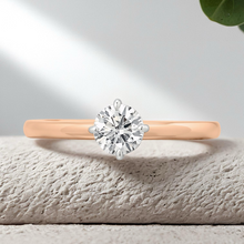 Load image into Gallery viewer, Lucce Constance Solitaire Round Lab Diamond 0.52ct D VVS2 Id IGI 14K Rose Gold and Platinum Prongs

