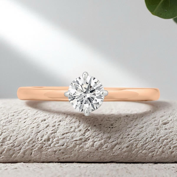 Lucce Constance Solitaire Round Lab Diamond 0.52ct D VVS2 Id IGI 14K Rose Gold and Platinum Prongs