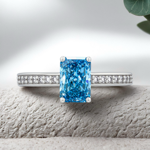 Lucce Kaela Radiant Ocean Lab Diamond 1.02ct FVB VS1 IGI Platinum