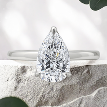 Load image into Gallery viewer, Lucce Constance Solitaire Pear Lab Diamond 2.03ct E VS1 Id IGI 14K White Gold and Platinum Prongs
