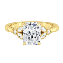 Load image into Gallery viewer, Radiant Diamond Engagement Rig with Marquise and Round cut and milgrain accent Band in Gold or Platinum, Manila, Philippines
