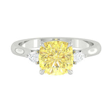 Load image into Gallery viewer, Sophia Cushion Sunburst Yellow Diamond
