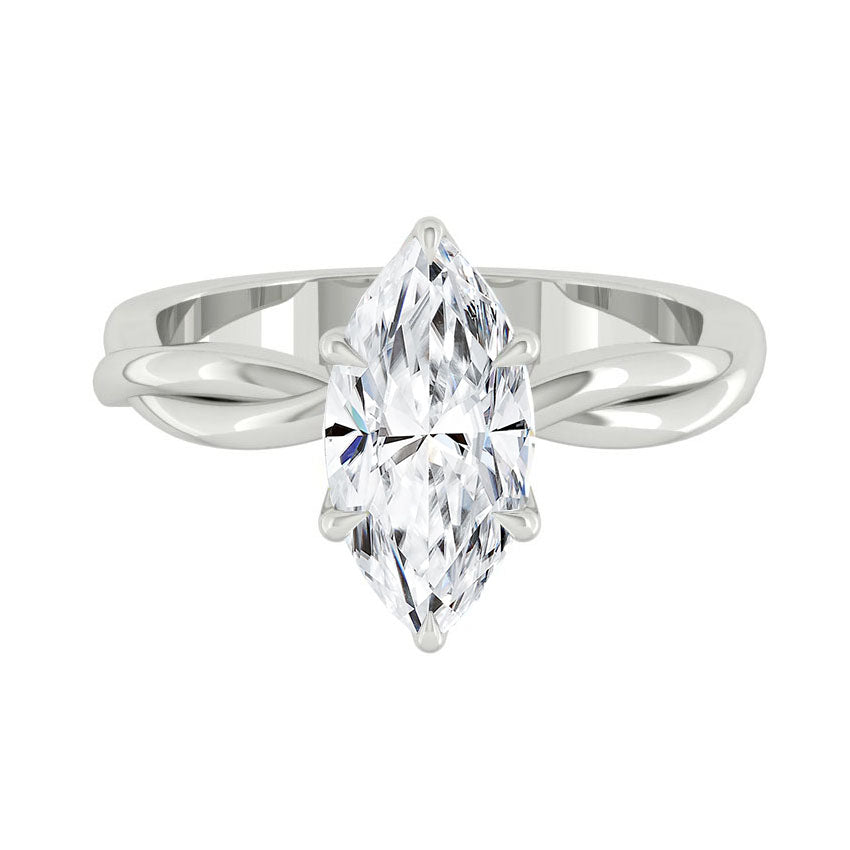 Lucce Fiore Solitaire Marquise Lab Diamond 1.01ct D VS1 Ex IGI 14K White Gold