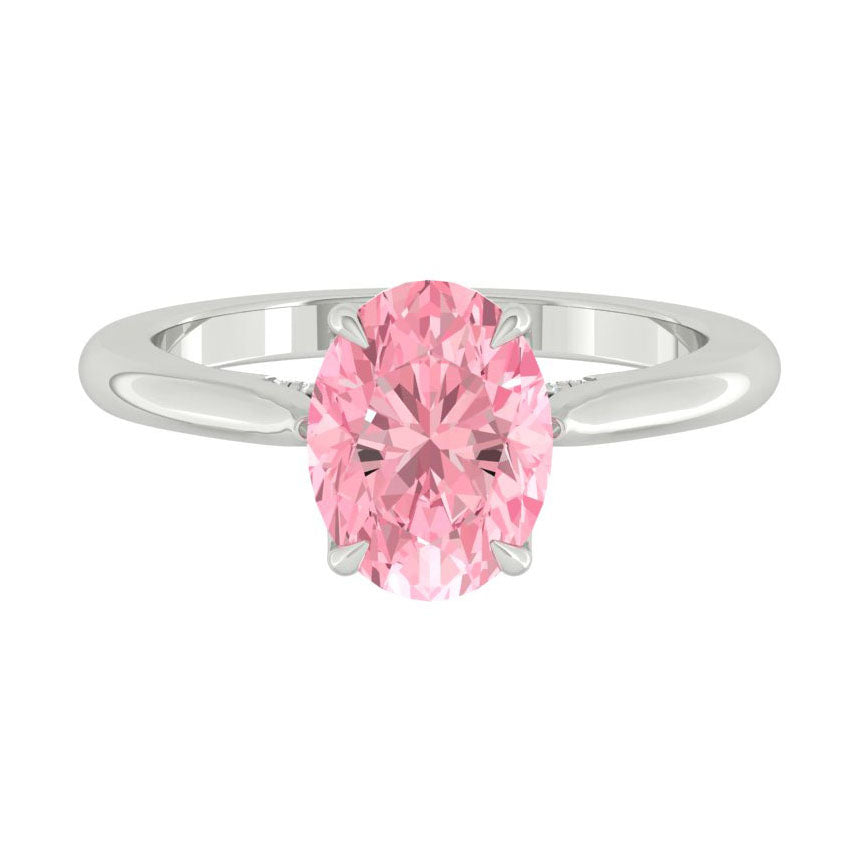Lucce Azalea Oval Rosé Pink Lab Diamond 3.02ct Fancy Vivid Pink VS1 Platinum