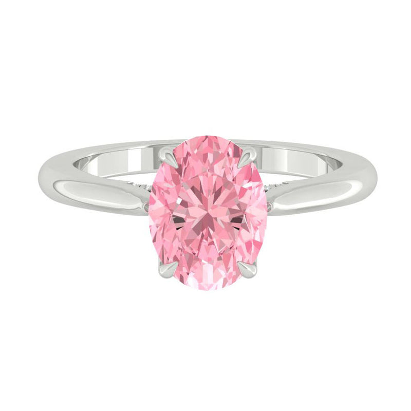 Lucce Azalea Oval Rosé Pink Lab Diamond 3.02ct Fancy Vivid Pink VS1 Platinum