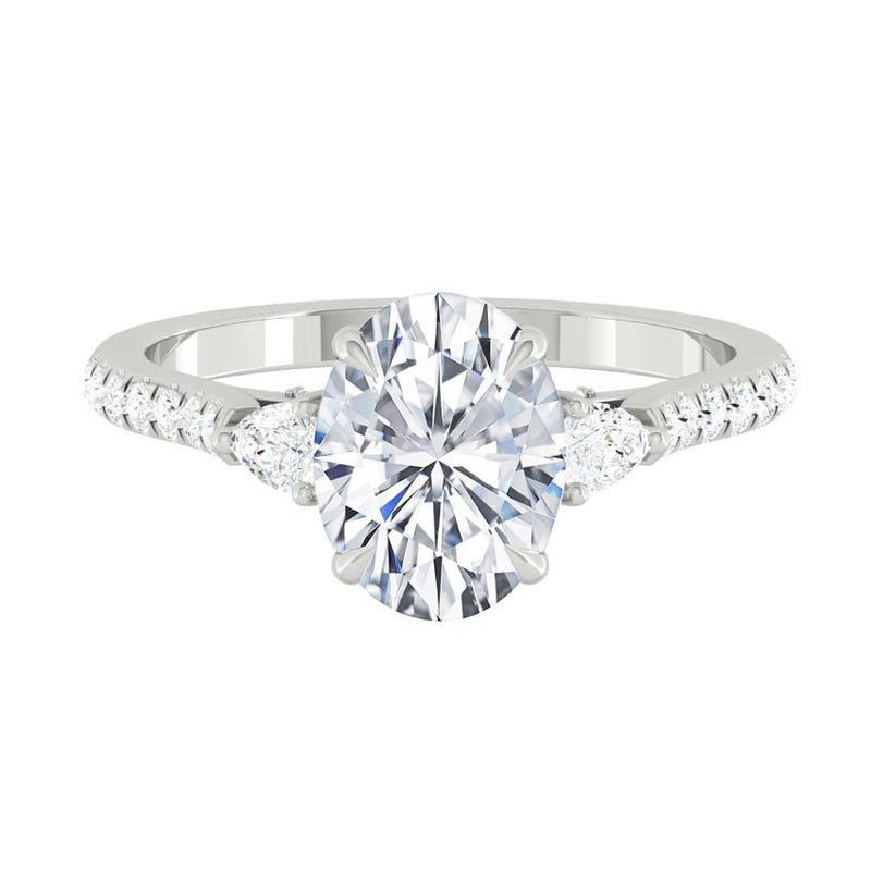 Sophia Pavé Oval Natural Diamond 0.80ct F VS2 Ex GIA 18K White Gold