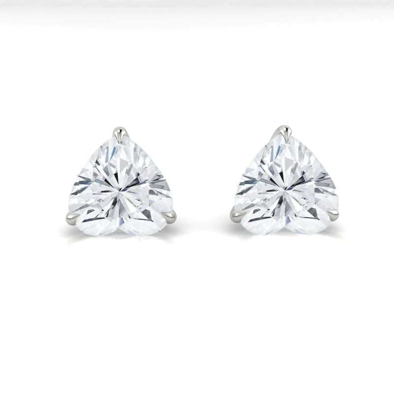 Lucce Jasmine Heart Stud 2.00ctw SUPERNOVA Moissanite 14K White Gold