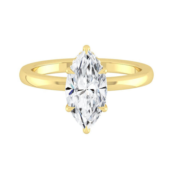 Lucce Verona Marquise Lab Diamond 1.46ct D VVS2 Ex IGI 14K Yellow Gold