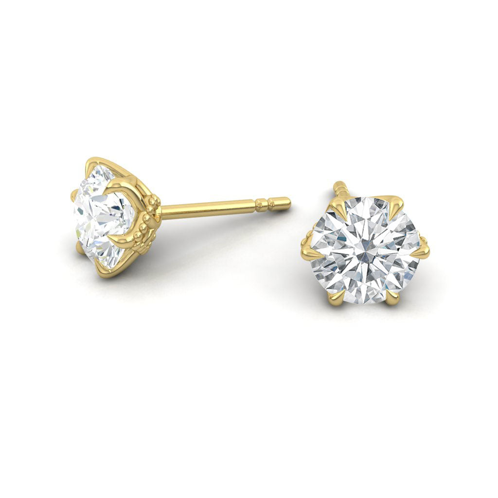 Lucce Azalea Round Earrings 2.10CTW Lab Diamond IGI 18K Yellow Gold