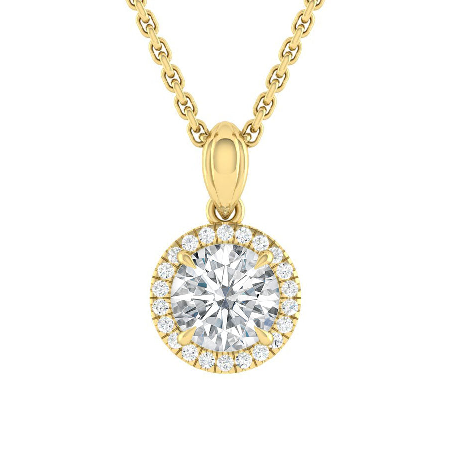 Lucce Montevalle Necklace Round  Natural Diamond 0.33ct I VS1 Ex GIA 14K Yellow Gold