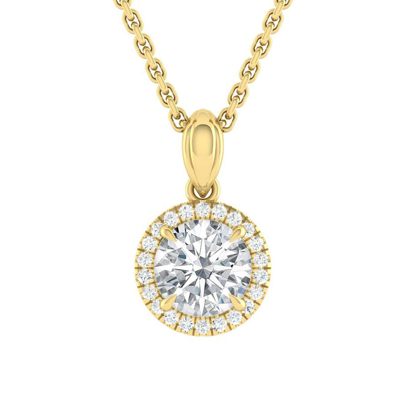 Lucce Montevalle Necklace Round  Natural Diamond 0.33ct I VS1 Ex GIA 14K Yellow Gold