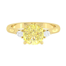 Load image into Gallery viewer, Sophia Cushion Sunburst Yellow Diamond
